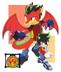 Size: 1556x1831 | Tagged: safe, artist:kanayanga, hedgehog, american dragon: jake long, dragon, jake long (american dragon: jake long), mobianified