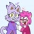 Size: 768x768 | Tagged: safe, artist:my-bird-eats-people, amy rose, blaze the cat, cat, hedgehog, 2020, amy x blaze, cute, female, females only, hearts, holding hands, lesbian, looking at viewer, mario & sonic at the olympic games, mouth open, shipping, winter outfit