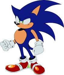 Size: 1744x2048 | Tagged: safe, artist:theteyoman, sonic the hedgehog, 2024, clenched fists, looking offscreen, simple background, smile, solo, standing, transparent background