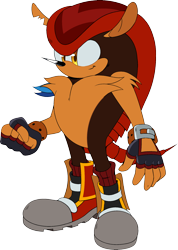 Size: 1458x2048 | Tagged: safe, artist:theteyoman, mighty the armadillo, 2024, clenched fist, fingerless gloves, looking offscreen, simple background, solo, standing, transparent background