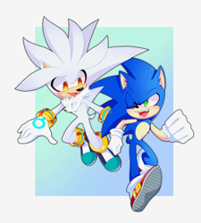 Size: 847x943 | Tagged: safe, artist:chaoseclips, silver the hedgehog, sonic the hedgehog