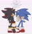 Size: 2121x2242 | Tagged: dead source, safe, artist:roastedgarlics2, shadow the hedgehog, sonic the hedgehog, blushing, blushing ears, dialogue, gay, korean text, shadow x sonic, shipping, speech bubble, wagging tail