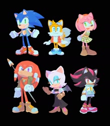 Size: 1500x1715 | Tagged: safe, artist:ochi06, amy rose, knuckles the echidna, miles "tails" prower, rouge the bat, shadow the hedgehog, sonic the hedgehog