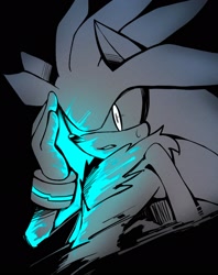 Size: 1628x2055 | Tagged: safe, artist:chilidog_16, silver the hedgehog, monochrome, solo