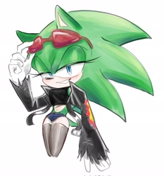 Size: 1907x2048 | Tagged: safe, artist:tamjeong_sonic, scourge the hedgehog, gender swap, lidded eyes, solo