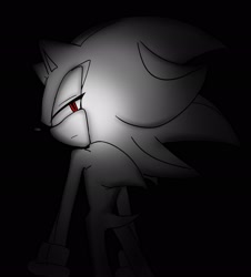 Size: 1850x2048 | Tagged: safe, artist:tamjeong_sonic, shadow the hedgehog, greyscale, monochrome, shadow (lighting), solo, spot color