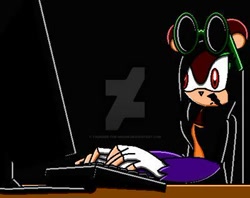 Size: 400x317 | Tagged: safe, artist:thunder-the-mouse, oc, oc:thunder dark the hedgemouse, computer