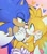 Size: 1080x1214 | Tagged: safe, artist:funkiepoop, miles "tails" prower, sonic the hedgehog, blushing, cute, gay, gradient background, heart, shipping, smile, sonabetes, sonic x tails, tailabetes