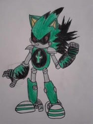 Size: 774x1032 | Tagged: dnp, safe, artist:theoneandonlycactus, oc, oc:metal cactus, hedgehog, male, traditional media