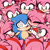 Size: 3000x3000 | Tagged: safe, artist:moozua, amy rose, sonic the hedgehog, amy x sonic, clone, shipping, straight, surrounded