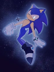 Size: 1536x2048 | Tagged: safe, artist:tamjeong_sonic, sonic the hedgehog, alternate eye color, alternate outfit, full body, necklace, solo, star (sky)