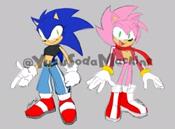 Size: 2048x1507 | Tagged: safe, artist:yuzusodamachine, amy rose, sonic the hedgehog, gender swap