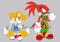 Size: 2048x1440 | Tagged: safe, artist:yuzusodamachine, knuckles the echidna, miles "tails" prower, gender swap