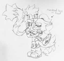 Size: 1170x1118 | Tagged: safe, artist:sonicrelated, tangle the lemur, whisper the wolf, 2024, carrying them, chest fluff, cute, duo, english text, eyes closed, lesbian, line art, looking at viewer, meme, pencilwork, shipping, smile, standing, tangabetes, tangle x whisper, traditional media, wagging tail, whispabetes