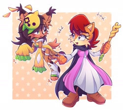 Size: 1987x1772 | Tagged: safe, artist:echaotix, nicole the hololynx, sally acorn, cosplay, crossover, princess zelda (zelda), the legend of zelda, the legend of zelda: echoes of wisdom, tri (zelda), tri rod