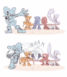 Size: 3456x3938 | Tagged: safe, artist:tom_topics, knuckles the echidna, lanolin the sheep, miles "tails" prower, sonic the hedgehog, tangle the lemur