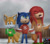 Size: 956x836 | Tagged: safe, artist:jocelynminions, knuckles the echidna, miles "tails" prower, sonic the hedgehog, movie style, snow, sweater, team sonic, trio