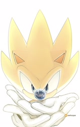 Size: 1304x2048 | Tagged: safe, artist:awhxque, sonic the hedgehog, super sonic, earth, planet, simple background, solo, super form, white background