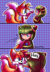 Size: 1280x1842 | Tagged: safe, artist:barbie--art, cosmo the seedrian, miles "tails" prower, tailsmo