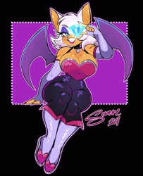 Size: 1947x2400 | Tagged: safe, artist:_sereneartist_, rouge the bat, diamond, solo