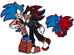 Size: 2048x1535 | Tagged: safe, artist:artistic-rice, shadow the hedgehog, sonic the hedgehog, 2024, blushing, duo, green blush, kiss, lesbian, shadow x sonic, shipping, simple background, trans female, trans girl shadow, trans girl sonic, transgender, white background