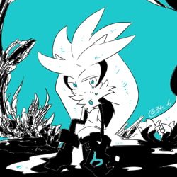 Size: 400x400 | Tagged: safe, artist:34_6, silver the hedgehog, blue background, monochrome, signature, simple background, solo