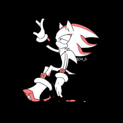 Size: 400x400 | Tagged: safe, artist:34_6, shadow the hedgehog, arm up, black background, monochrome, simple background, sitting, solo