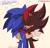 Size: 2048x1946 | Tagged: safe, artist:clery_trixy, shadow the hedgehog, sonic the hedgehog, 2024, alternate view, cream background, cute, duo, english text, eyes closed, gay, heart, hugging, shadow x sonic, shadowbetes, shipping, signature, simple background, standing, tail wagging, thought bubble, typo, wagging tail