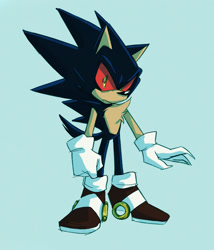 Size: 1577x1840 | Tagged: safe, artist:halpdevon, sonic the hedgehog, 2020, blue background, dark form, dark sonic, full body, simple background, sonic x, standing