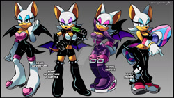 Size: 1600x900 | Tagged: safe, artist:unhinged_honey, rouge the bat, alternate outfit, riders outfit, rouge's heart top, solo, sonic heroes outfit