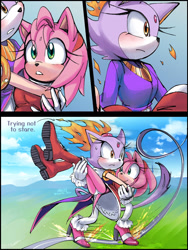 Size: 1080x1440 | Tagged: safe, artist:mav3s_illus, amy rose, blaze the cat, amy x blaze, shipping