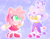 Size: 1448x1123 | Tagged: safe, artist:sinfulhares, amy rose, blaze the cat, cat, hedgehog, 2023, amy x blaze, amy's halterneck dress, blaze's tailcoat, blushing, chibi, cute, female, females only, lesbian, looking at each other, shipping