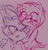 Size: 1080x1115 | Tagged: safe, artist:r0ugeheart, amy rose, blaze the cat, cat, hedgehog, 2024, amy x blaze, amy's halterneck dress, blushing, cute, female, females only, hugging, lesbian, line art, mouth open, one eye closed, shipping, sketch