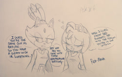 Size: 1000x635 | Tagged: safe, artist:askamaze, amy rose, blaze the cat, cat, hedgehog, 2018, amy x blaze, amy's halterneck dress, blaze's tailcoat, cute, english text, eyes closed, lesbian, line art, looking at them, shipping, sketch, talking, traditional media