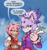 Size: 540x574 | Tagged: safe, artist:vilegato, amy rose, blaze the cat, cat, hedgehog, 2022, amy x blaze, cute, english text, eyes closed, female, females only, lesbian, shipping, speech bubble