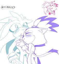 Size: 768x839 | Tagged: safe, artist:cass_terra_22, blaze the cat, silver the hedgehog, shipping, silvaze, straight