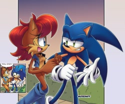 Size: 1260x1050 | Tagged: safe, artist:artsriszi, sally acorn, sonic the hedgehog, shipping, sonally, straight