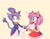 Size: 2048x1582 | Tagged: safe, artist:chonkypancake_, amy rose, blaze the cat, cat, hedgehog, 2024, alternate version, amy x blaze, amy's halterneck dress, blaze's tailcoat, cute, female, females only, hands together, hearts, lesbian, looking at each other, mouth open, shipping