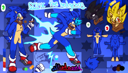 Size: 1024x591 | Tagged: safe, artist:foliyxd302, sonic the hedgehog, super sonic, dark form, dark sonic, reference sheet, super form