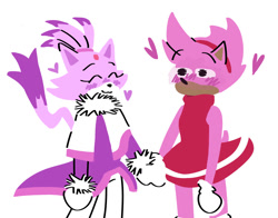 Size: 1500x1176 | Tagged: safe, artist:raspbearisart, amy rose, blaze the cat, cat, hedgehog, 2020, amy x blaze, amy's halterneck dress, blaze's tailcoat, cute, eyes closed, female, females only, hearts, holding hands, lesbian, shipping, smile