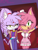 Size: 768x1024 | Tagged: safe, artist:sarangok79, amy rose, blaze the cat, cat, hedgehog, 2023, alternate version, amy x blaze, cute, female, females only, lesbian, lesbian pride, one eye closed, peace sign, pride, shipping