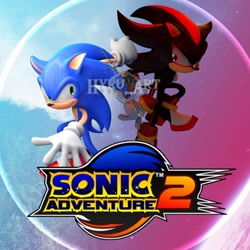 Size: 1080x1080 | Tagged: safe, artist:hyru_art, shadow the hedgehog, sonic the hedgehog, sonic adventure 2, 2024, duo, redraw, signature, watermark