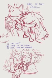 Size: 720x1076 | Tagged: safe, artist:maipeikko, amy rose, blaze the cat, cat, hedgehog, 2024, amy x blaze, comic, cute, english text, female, females only, lesbian, shipping, sick, sneezing