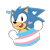 Size: 2500x2500 | Tagged: safe, artist:bonetail999, sonic the hedgehog, 2024, classic sonic, heart, holding something, looking at viewer, mouth open, outline, pride, pride flag, simple background, smile, solo, trans pride, transparent background