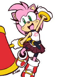 Size: 600x800 | Tagged: safe, artist:rcase, amy rose, alternate outfit, piko piko hammer