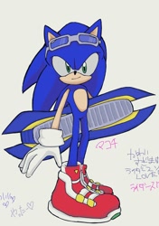 Size: 924x1314 | Tagged: safe, artist:makochi_n, sonic the hedgehog, extreme gear, riders outfit, solo, sonic riders