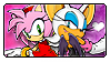 Size: 99x56 | Tagged: safe, artist:reykholtz, amy rose, rouge the bat, 2018, duo, heart, lesbian, looking at viewer, rougamy, shipping, smile, stamp