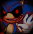 Size: 616x628 | Tagged: semi-grimdark, artist:murdx, sonic the hedgehog, oc, oc:sonic.exe, 2012, black background, black sclera, bleeding, bleeding from eyes, bleeding from mouth, blood, glowing eyes, looking at viewer, sharp teeth, signature, simple background, smile, solo