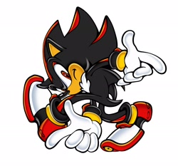 Size: 2048x1912 | Tagged: safe, artist:thenovika, shadow the hedgehog, 2024, adventure pose, frown, looking at viewer, simple background, solo, uekawa style, white background