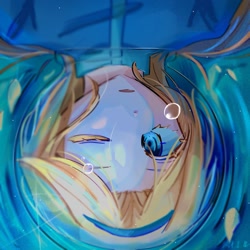 Size: 1024x1024 | Tagged: safe, artist:ag_hamu, maria robotnik, human, one eye closed, solo, upside down, water